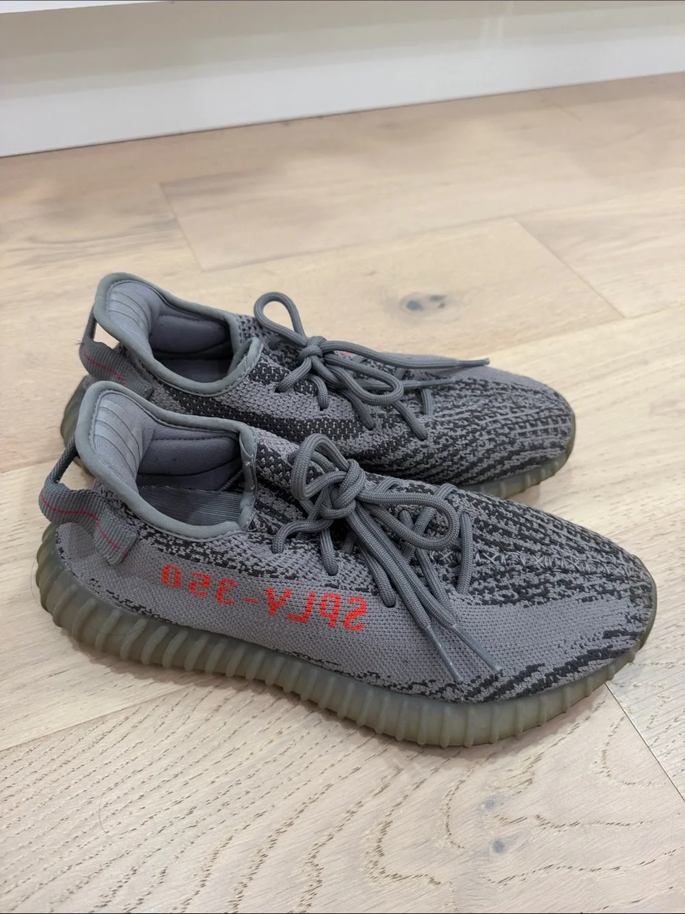 adidas Yeezy Boost 350 V2 Grey with Red Accent Sneakers